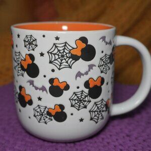 Disney Minnie Mouse Halloween Spider Web White Orange Ceramic Mug (2023)